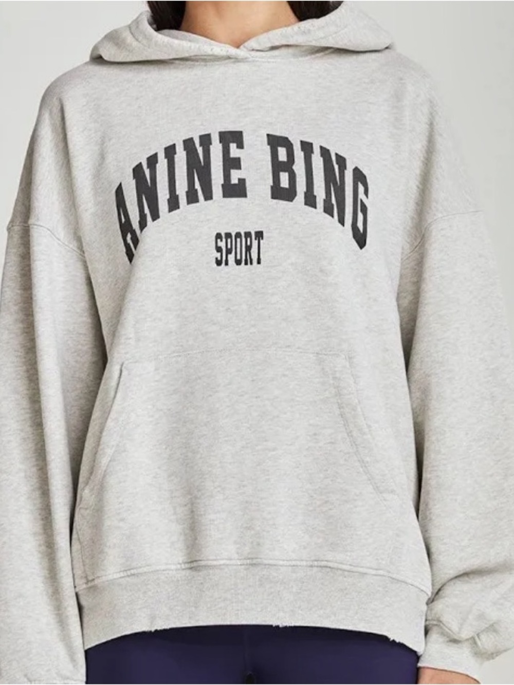 Anine Bing sport Heather Light Gray Logo Hoodie Sweatshirt